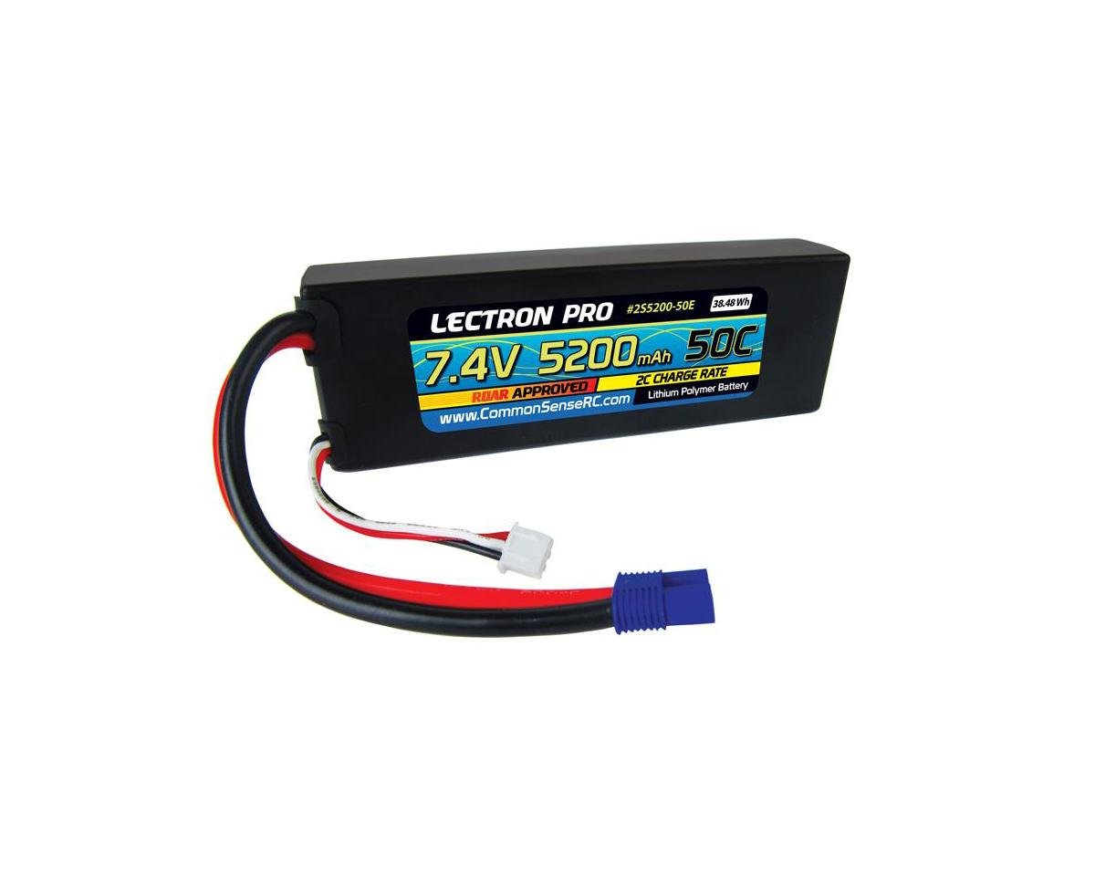 Common Sense RC Lectron Pro 2S LiPo Battery 50C 7 4V 5200mAh W EC3