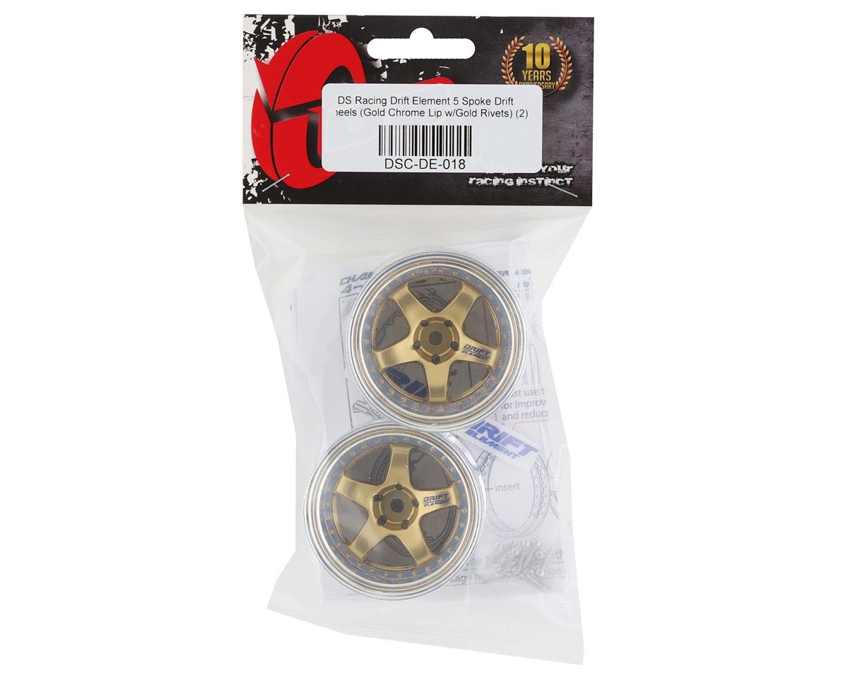 DS Racing Drift Element 5 Spoke Drift Wheels Gold Chrome W Gold