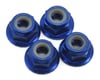 Traxxas 4mm Aluminum Flanged Serrated Nuts (Blue) (4)