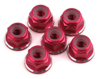 1UP Racing 3mm Aluminum Flanged Locknuts w/Chamfered Finish (Pink) (6)