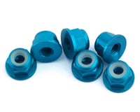 1UP Racing 3mm Aluminum Flanged Locknuts (Bright Blue) (6)