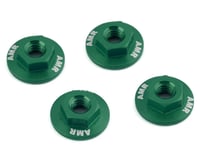 AMR 4mm Aluminum Serrated Flange Nut (Green) (4)