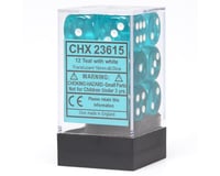 Chessex /  Pacific Games 12 16MM D6 TRANS TEAL/WHITE DICE