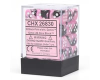 Chessex /  Pacific Games 36 12MM D6 BLACK-PINK DICE