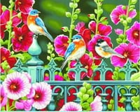 Dimensions Hollyhock Gate (Flowers/Birds) Paint by Number (14