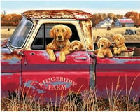 Dimensions Golden Ride (Dogs in Pickup Truck) Paint by Number