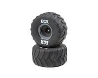 ECX Rt/Lft Tire, Prmnt, Gray Whl (2): 1:10 2WD Axe MT