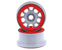 Losi DBXL-E 2.0 1/5 Scale Beadlock Wheels (Silver/Red) (2) w/24mm Hex