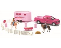 New Ray Pink Pick Up Truck W/Horse Trailer