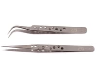 RJX Hobby Stainless Steel Curved/Straight Tweezer Set (2)