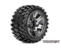 Roapex R/C Rhythm 1/10 Stadium Truck Tire Chrome Black Wheel with 1/2