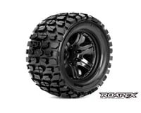 Roapex R/C Tracker 1/10 Monster Truck Tire Black Wheel with O Offset