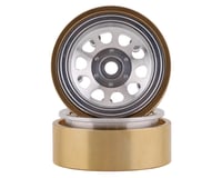 SSD RC SCX24 1.0” Aluminum / Brass D Hole Beadlock Wheels (Silver) (2) (24g)