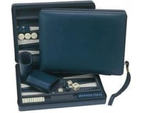 Wood Expressions WE Games 20-1209 Compact Travel Magnetic Backgammon with Carrying Strap - Blue