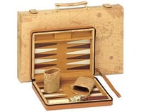 Wood Expressions 21-7309 Tan Map Style Travel Backgammon