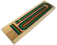 Wood Expressions 301103 Classic Cribbage Set - Solid Wood TriColor (Blue, Green, Red) Continuous 3 Track Board