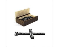 Wood Expressions 37-8400 Double 6 Black Dominoes with White Dots in Wooden Case