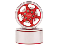 Yeah Racing 1.9" Aluminum BXC 6 Spoke Beadlock Wheels w/Faux Rotors (Red) (2)