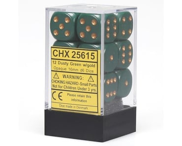 Chessex / Pacific Games D6 16Mm Dice 10Pc Maple Green/Yellow