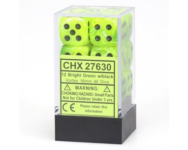 Chessex / Pacific Games D6 16Mm Dice 10Pc Maple Green/Yellow