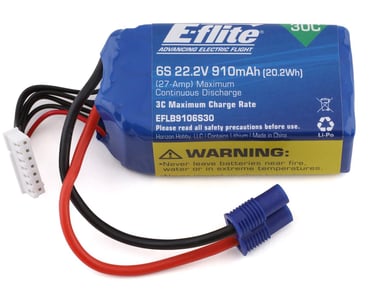 E Flite 1300mAh 2S 7.4v 20C LiPo with EC2 Connectors
