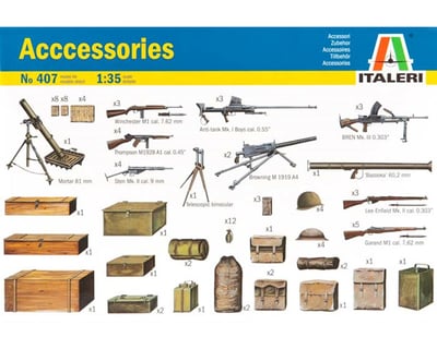 ITA0407 1:35 Italeri WWII Weapons & Accessories Set #407