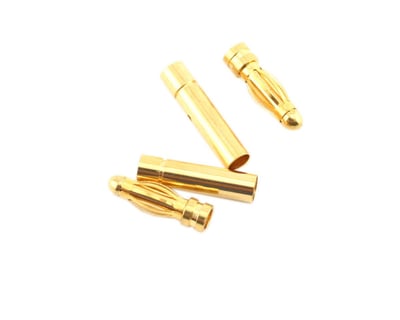 4 Male PTK-5022 ProTek RC 5.0mm "Super Bullet" Solid Gold Connectors 