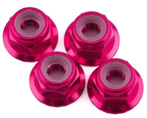 1UP Racing 4mm Serrated Aluminum Locknuts (Pink) (4)