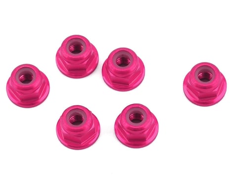1UP Racing 3mm Aluminum Flanged Locknuts (Pink) (6)