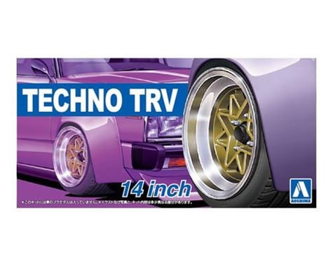 Aoshima 1/24 Techno Trv 14 Tire Wheels 4Pk