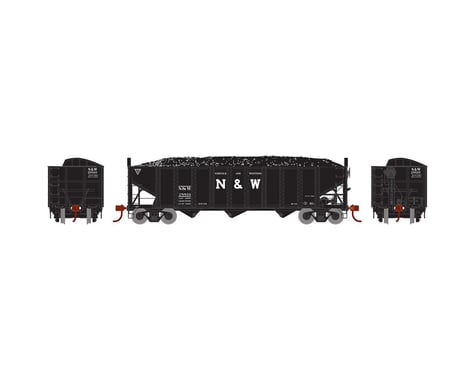 Athearn HO RTR 40' 3-Bay Ribbed Hopper with Load, N&W #28810