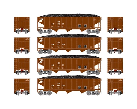 Athearn N 40' 3-Bay Ribbed Hopper with Load, CR #2 (4)