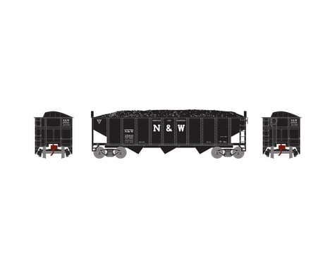 Athearn N 40' 3-Bay Ribbed Hopper with Load, N&W #28810