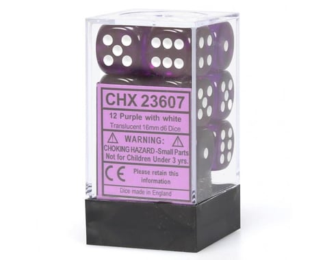 Chessex /  Pacific Games 12 16Mm D6 Trans Purple Dice