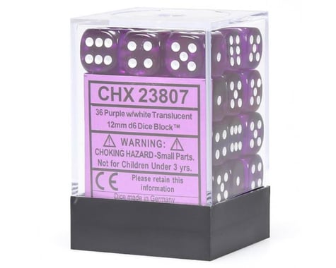 Chessex /  Pacific Games 36 12Mm D6 Trans Purple/White