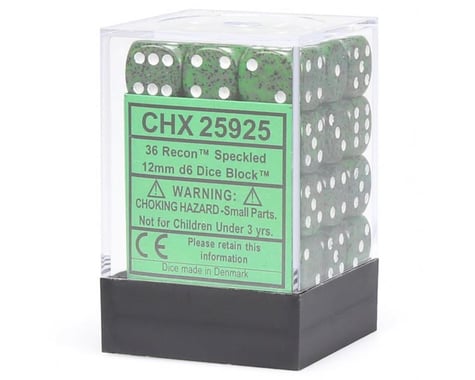 Chessex /  Pacific Games 36 12Mm D6 Recon Dice Blk