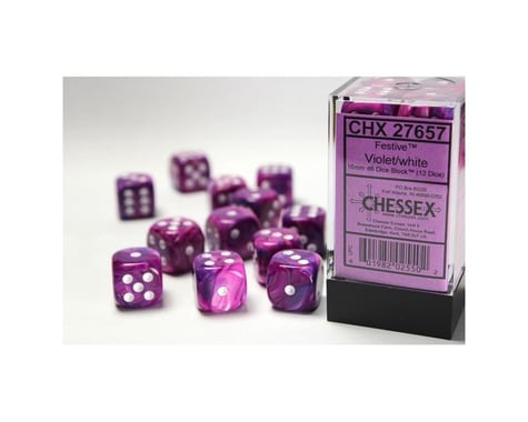 Chessex /  Pacific Games D6 12 16MM FESTIVE VIOLET/WHITE