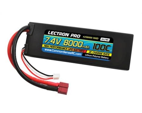 Common Sense RC Lectron Pro 7.4V 8000mAh 100C Lipo Battery with Deans Connector