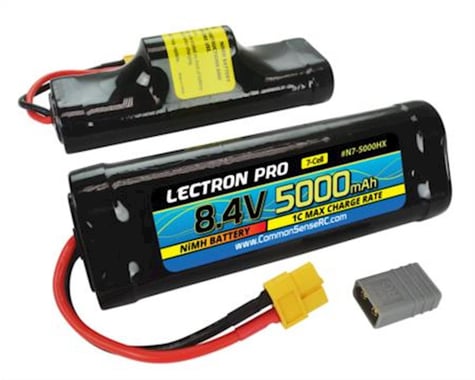 Common Sense RC Lectron Pro NiMH 8.4V (7-cell) 5000mAh Hump Pack with XT60 + CSRC adapter for XT60 batteries to Traxxas