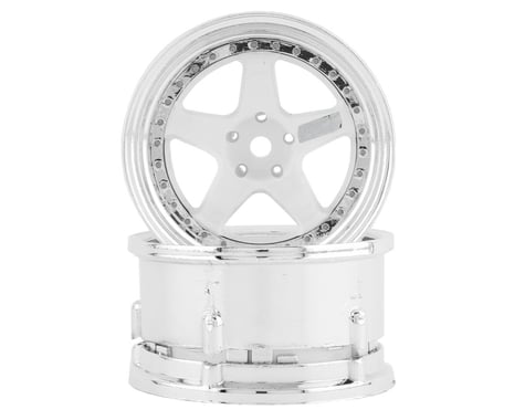 DS Racing Drift Element 5 Spoke Drift Wheels (White & Chrome) (2)