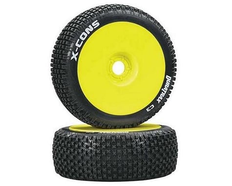 DuraTrax X-Cons Pre-Mounted  1/8 Buggy Tire (Yellow) (2) (C3 - Super Soft)