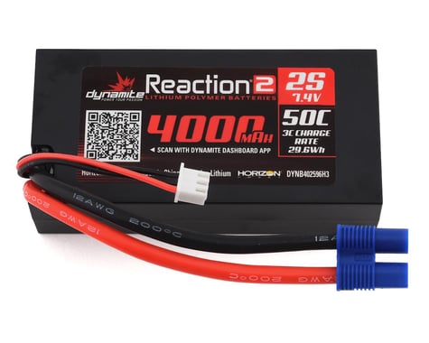 Dynamite Reaction 2.0 2S 50C Hard Case LiPo Battery w/EC3 (7.4V/4000mAh)