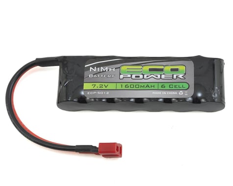 EcoPower 6-Cell NiMH Flat Battery Pack w/T-Style Connector (7.2V/1600mAh)