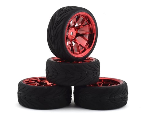 Firebrand RC Hypernova RT39 Pre-Mounted On-Road Tires (4) (Red Chrome)