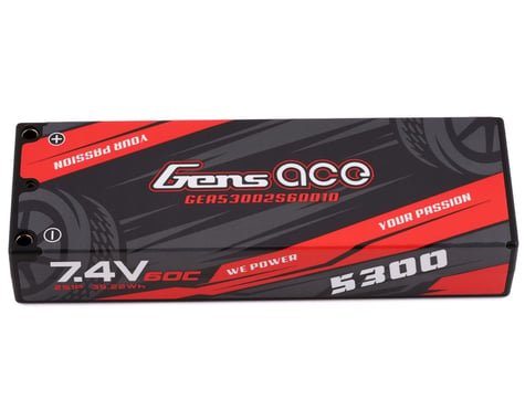 Gens Ace 2s LiPo Battery 60C w/4mm Bullets & T-Style Adapter (7.4V/5300mAh)