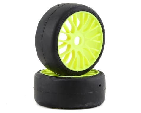 GRP Tires GT - TO4 Slick Belted Pre-Mounted 1/8 Buggy Tires (Yellow) (2) (XB1)