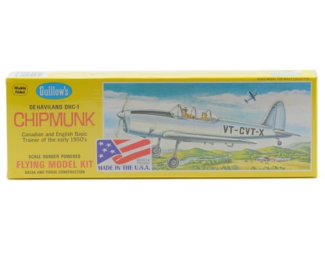 Guillow De Haviland DHC-1 Chipmunk Rubber Powered Flying Model Kit