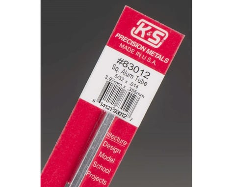 K&S Engineering Square Aluminum Tube .014 Wall 5/32", Carded