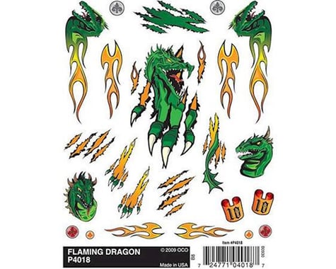 PineCar Dry Transfer Decals, Flaming Dragon
