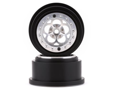 SSD RC 5 Hole Aluminum Rear 2.2/3.0” Drag Racing Beadlock Wheels (Silver) (2)